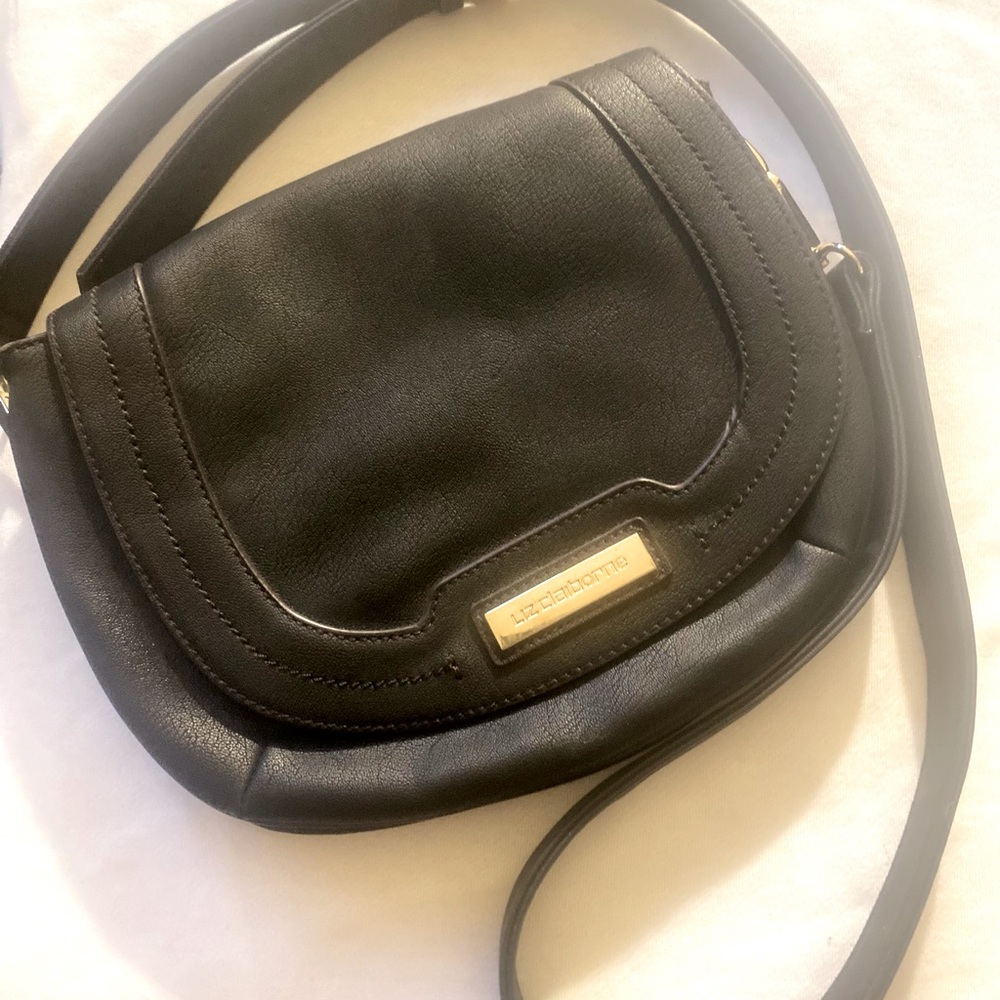 Liz Claiborne cross body bag black with gold details